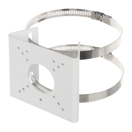 Support pour mâts Pour caméras bullet Convient pour une utilisation en extérieur Rang diamètre 55~127 mm Couleur blanche Passage de câble